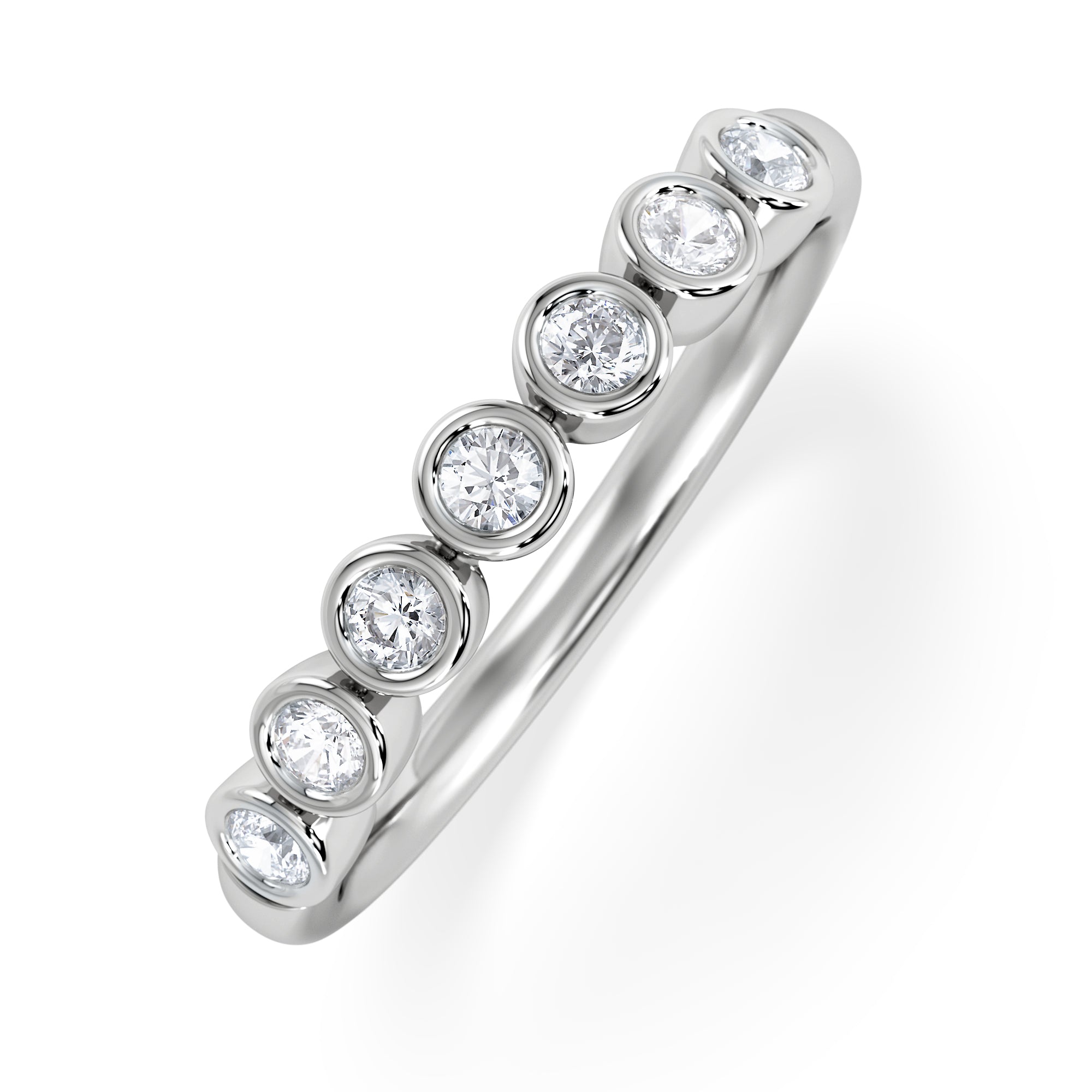 Orbit Half Band 0.30ct F/VS Round Cut Rubover Eternity Ring in Sterling Silver